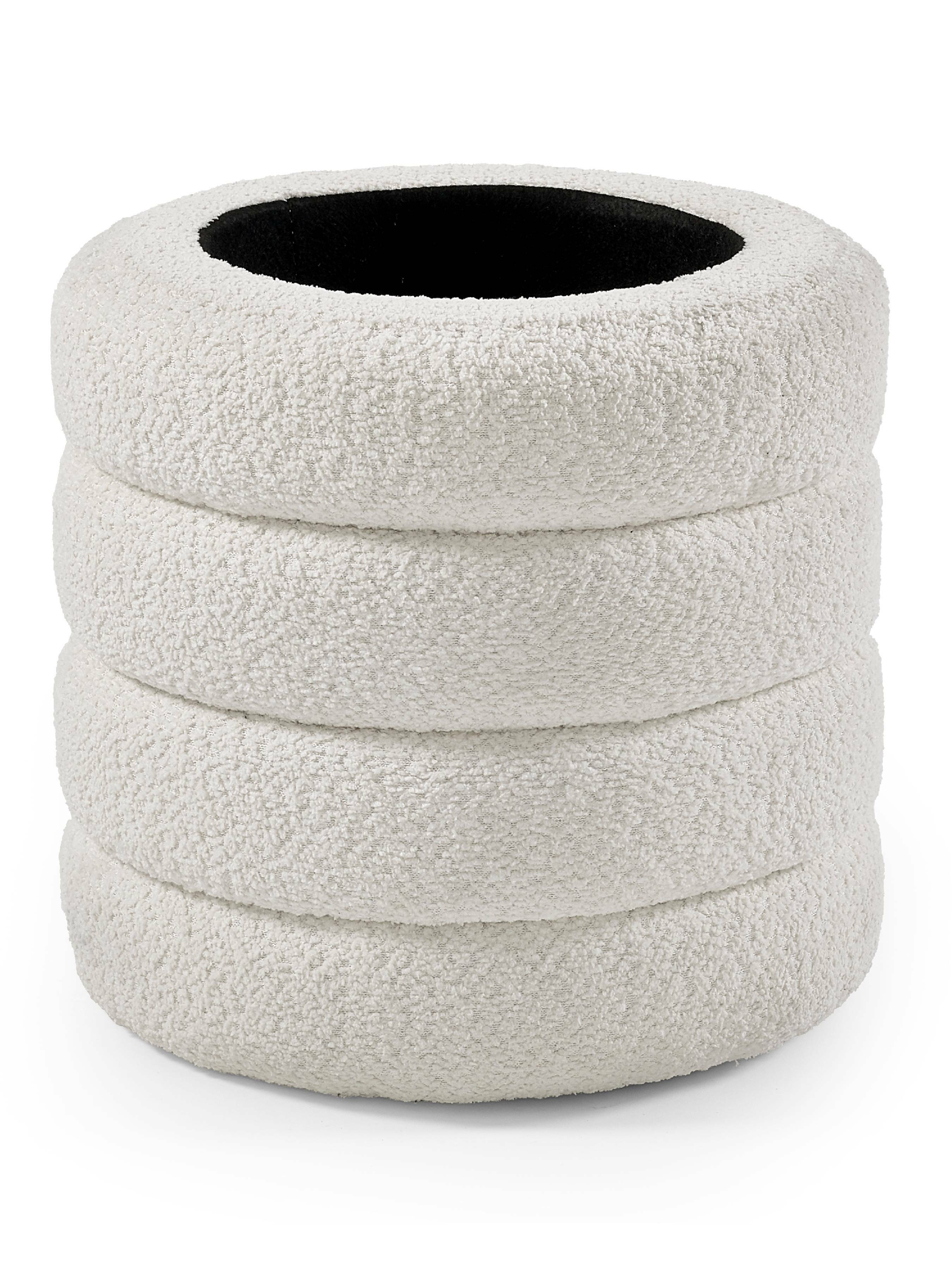 Alana Ivory Boucle Storage Pouffe